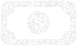 White icon of a dollar bill